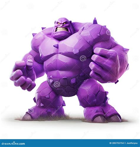 Fantasy Purple Golem Isolated On White Background Generative Ai