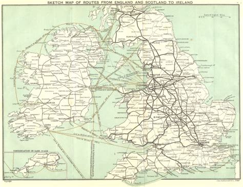 British Isles Sketch Map Of Routes From England Scotland To Ireland