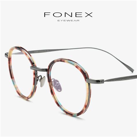 Acetate Pure Titanium Eyeglasses Frame Men Retro Vintage Round Prescription Myopia Optical