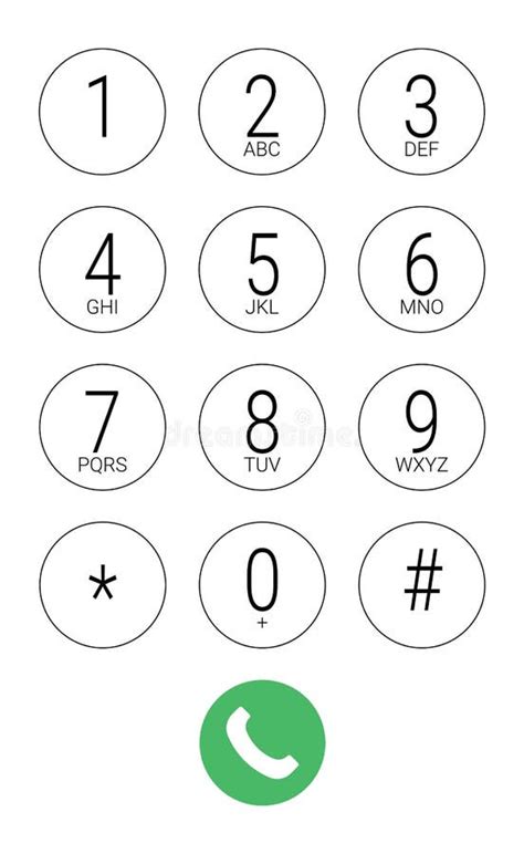 Phone Dial Number Keypad Screen Mobile Call Stock Vector