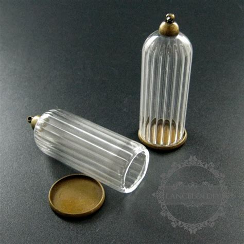 20x50mm Vintage Style Antiqued Bronze Cover Glass Tube Vial Bottle Dome Pendant Charm Diy