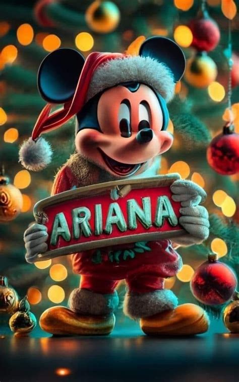 A Mickey Mouse Holding A Sign With The Word Aria On It In Front Of