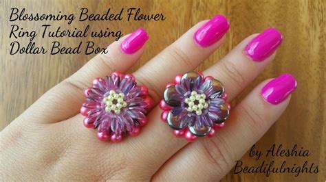 Blossoming Beaded Flower Ring Tutorial Using Dollar Bead Box Beading