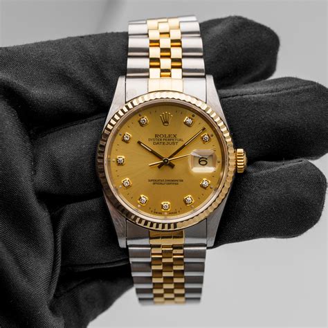 ROLEX DATEJUST 36 REF 16233 INDICI DIAMANTI ACCIAIO ORO Sarko