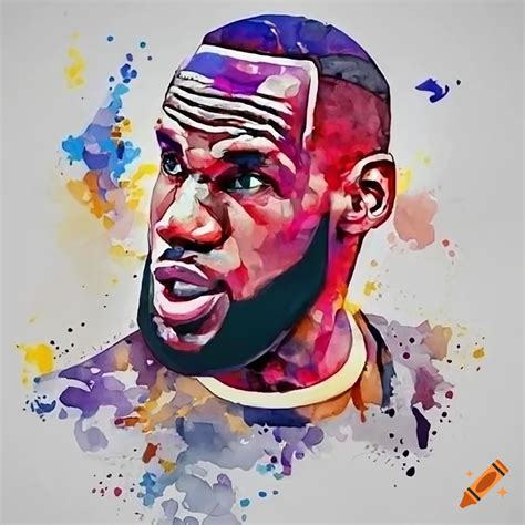 Lebron James Depicted In Watercolor On Craiyon