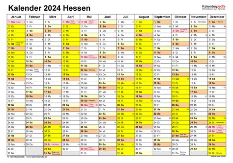 Kalender Mit Ferien Hessen 2024 Ferne Jennine