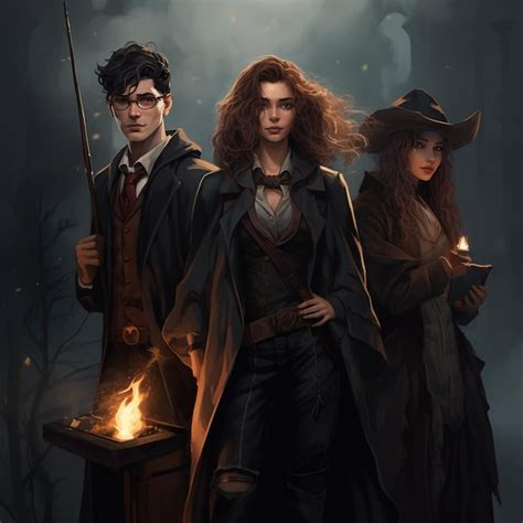 Ilustración de los personajes de la película harry potter y sus amigos