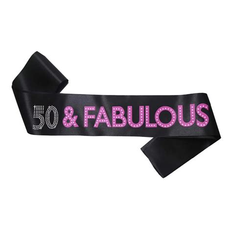 50 And Fabulous Satin Sash Lady Happy 50th Birthday Party Sash Pink Black