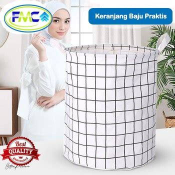 Jual Keranjang Baju Laundry Bag Bulat Lipat Pakaian Kotor Bahan Kain