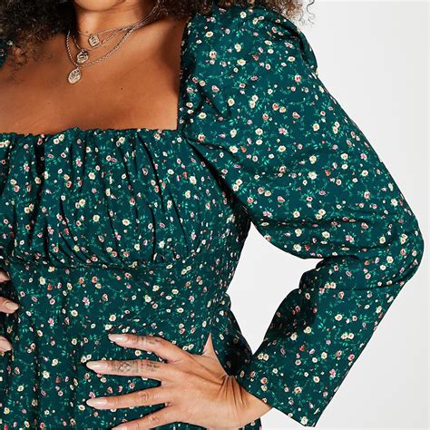 I Saw It First Floral Print Square Neck Puff Sleeve Midi Dress