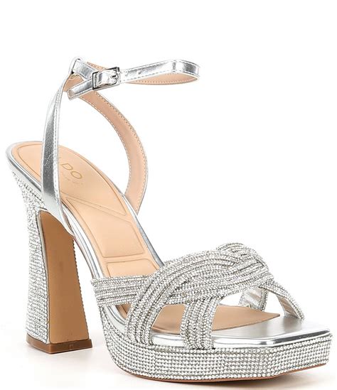 Aldo Glimma Metallic Rhinestone Platform Dress Sandals Dillards