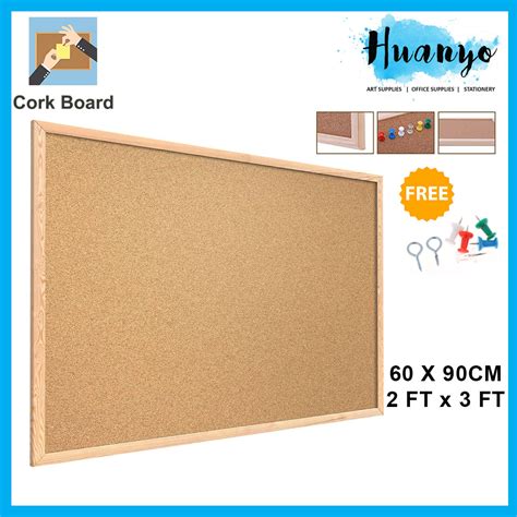 Sanko Star Wooden Frame Notice Bulletin Cork Board X Cm Extra