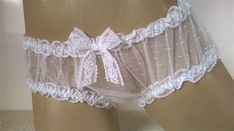 Lovely White Sheer Lace Panties Frilly Sissy Frou Frou Knickers XS 8 EBay