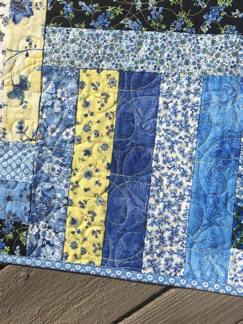 Blue And Yellow Popsicle Stick Quilt Quilts Yellow Quilts Blue Jean