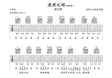 忽然之间吉他谱莫文蔚c调弹唱78专辑版 吉他世界