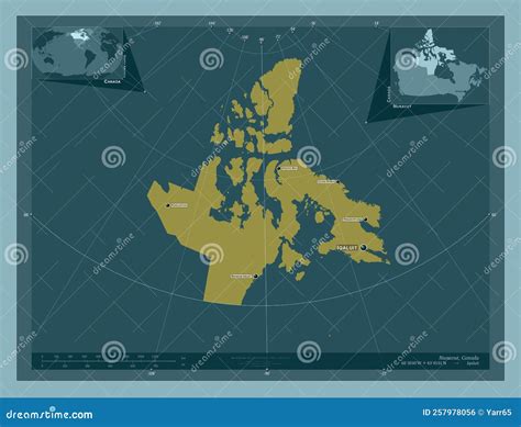 Nunavut, Canada. Solid. Labelled Points of Cities Stock Illustration ...