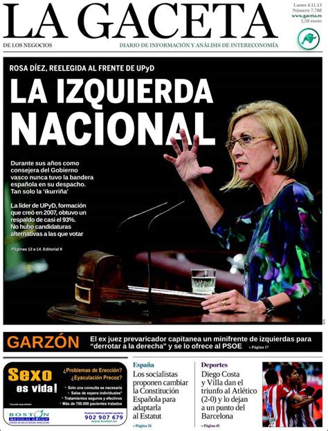 Periódico La Gaceta España Periódicos De España Edición De Lunes 4