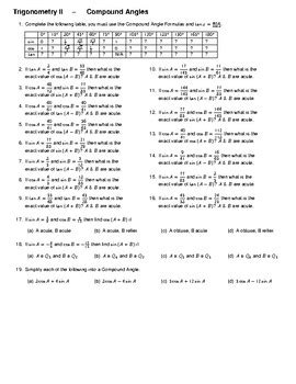 Trigonometry II Compound Angles By Maths Grinds Ie TpT