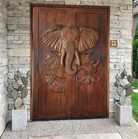 Elephant Hand Carved Double Doors Carved Doors Antique Doors Wood