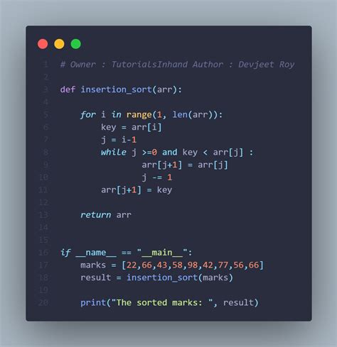 Program To Implement Insertion Sort In Python