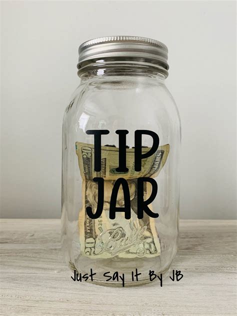 Tip Jar Tip Glass Jar Bartender Tip Jar Money Jar Tip Etsy