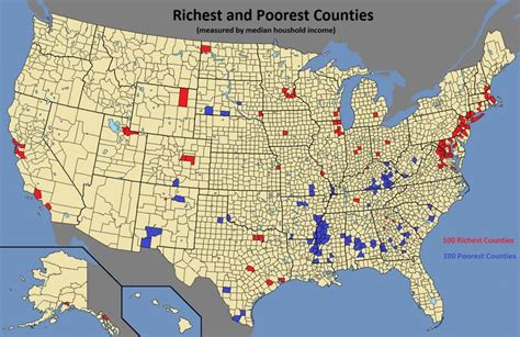 The 100 Richest And 100 Poorest Counties In The Us Measured By Median