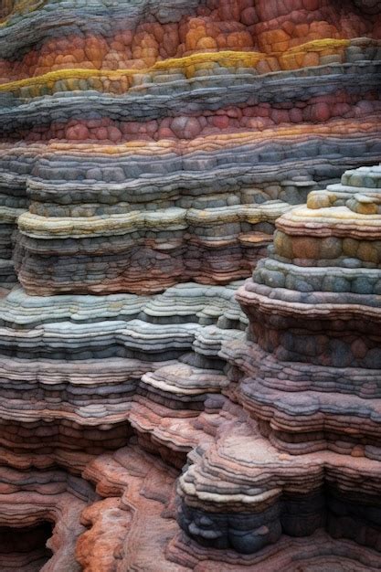 Premium AI Image | Layers of colorful sedimentary rock formations ...