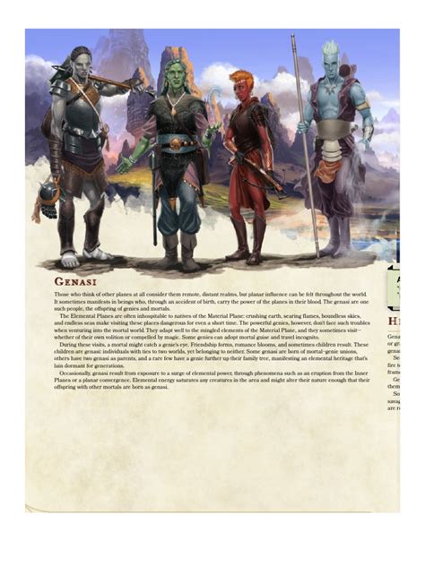 The Genasi Race Revised Dandd 5th Edition Gm Binder Pdf Jinn