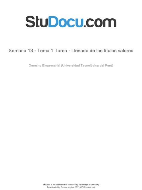 Semana 13 Tema 1 Tarea Llenado De Los Titulos Valores Pdf