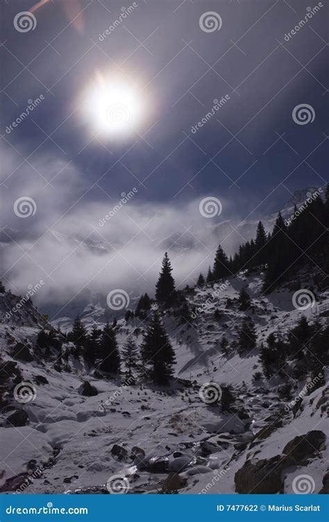 Full Moon Over the Mountains Stock Photo - Image of fagaras, romania ...