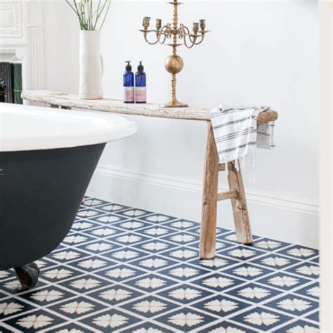 Blue Patterned Bathroom Floor Tiles Flooring Ideas