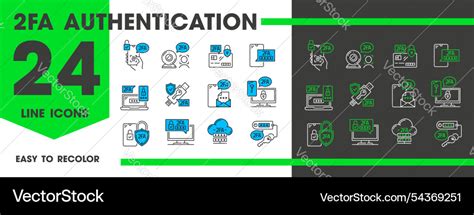 Fa Two Factor Verification Authentication Icons Vector Image