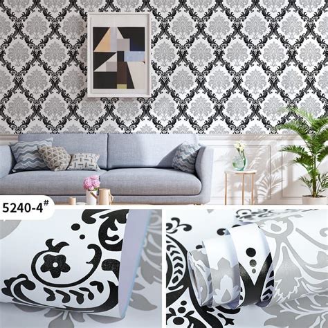 Jual Wallpaper Sticker Dinding Motif Batik Silver Hitam Shopee Indonesia