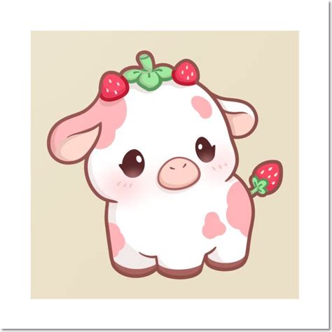 A Cartoon Cow With Strawberries On Its Head