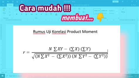 Cara Membuat Rumus Uji Korelasi Product Moment Youtube