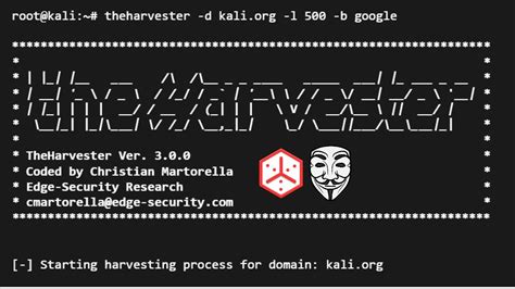 Passive Reconnaissance Using The Harvester In Kali Linux YouTube