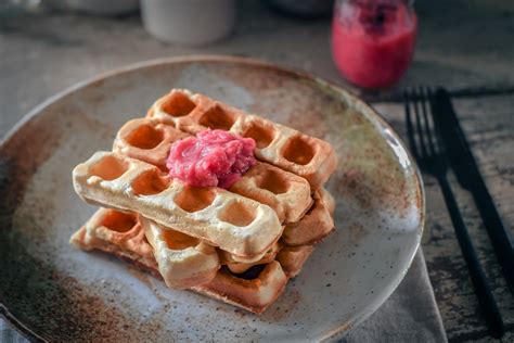 Rhubarb Waffles With Compote Recipe