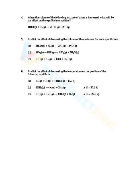 Free Le Chatelier S Principle Worksheets For Students