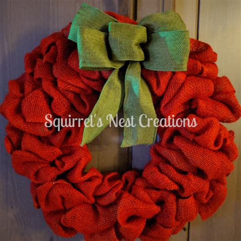 Red Burlap Christmas Wreath With Personalization