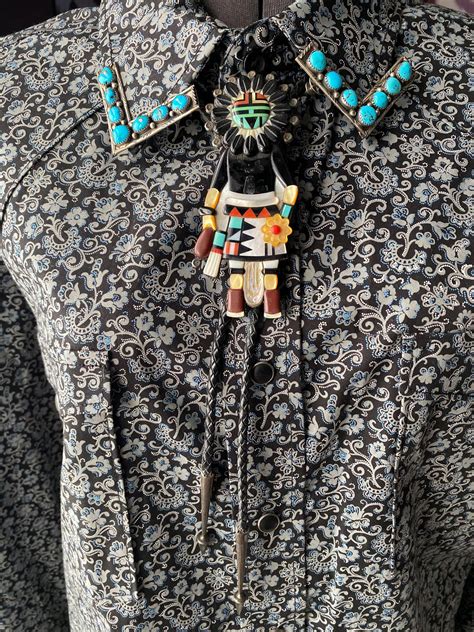 Zuni Andrew Dewa Signed Sterling Silver Hopi Sunface Kachina Bolo Tie Kenneth Maxymowich Jewellery