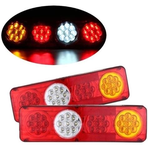 2x 24V LED FEUX LAMPES ARRIERES CAMION REMORQUE PLATEAU CARAVANE