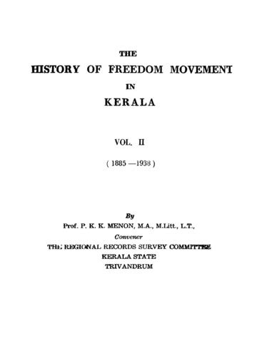 The History Of Freedom Movement In Kerala 1885 1938 Menon P K K