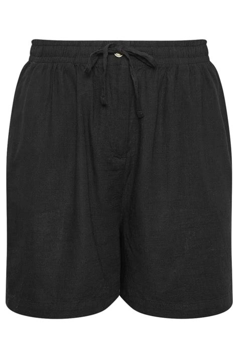 Yours Plus Size Black Linen Shorts Yours Clothing