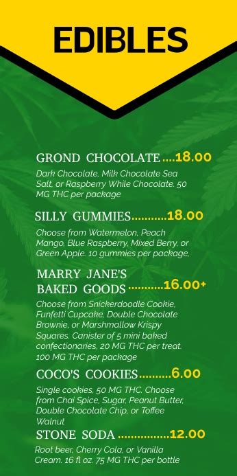 Cannabis Menu Flyer Template Postermywall