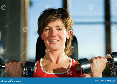 Mature Woman Lifting Dumbbells Stock Photo Image Of Lift Shape