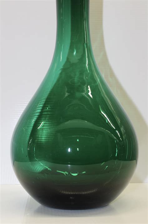 Blenko Glass Co Large Green Glass Vase By Blenko