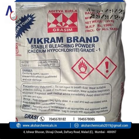 Aditya Birla Bleaching Powder For Water Disinfectant 25 Kg HPDE Bag