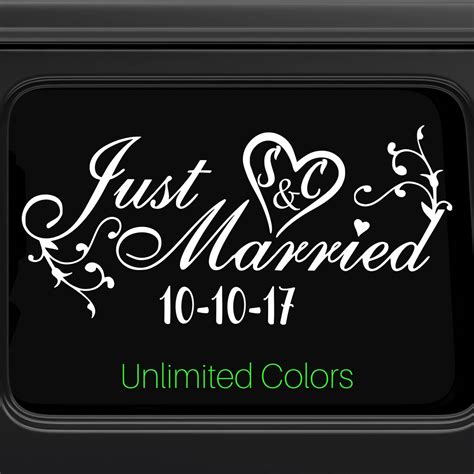 Just Married Car Window Decal Wedding Car Kit Just Married Decal Just