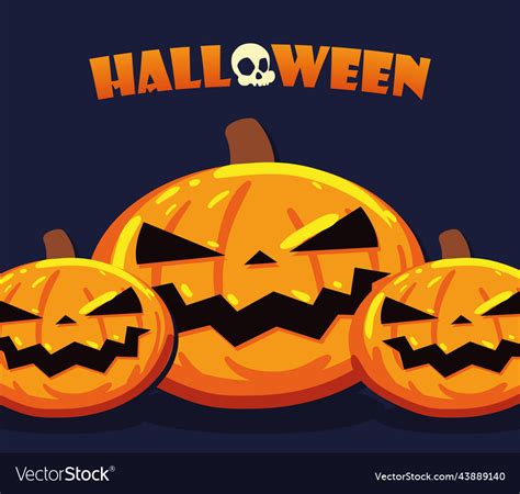 Halloween Pumpkins Cartoon Royalty Free Vector Image