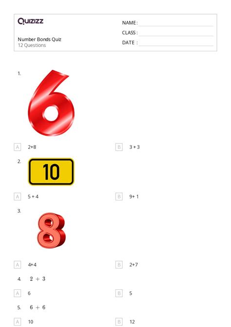 Number Bonds Worksheets For Nd Grade On Quizizz Free Printable